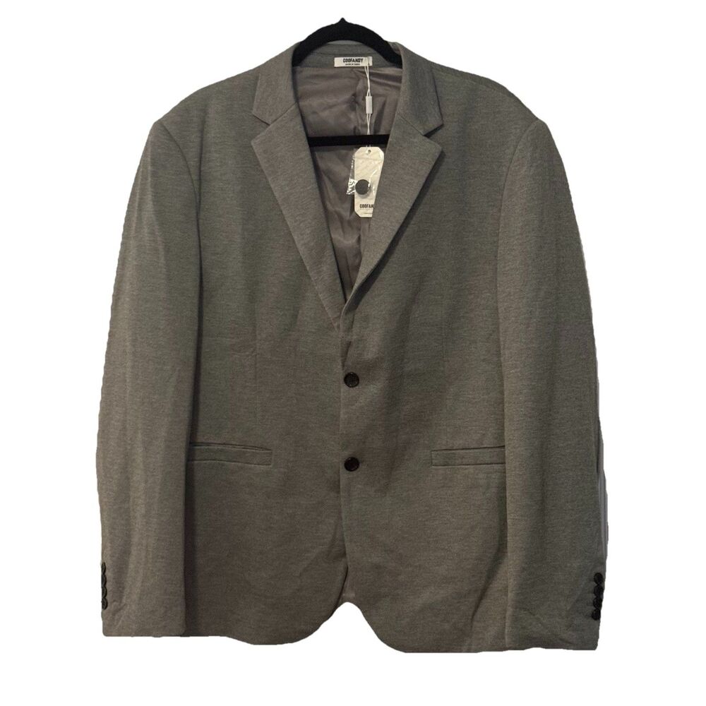 NWT COOFANDY Men’s Gray Blazer XL Stretch Lined Jacket Modern Fit 2-Button